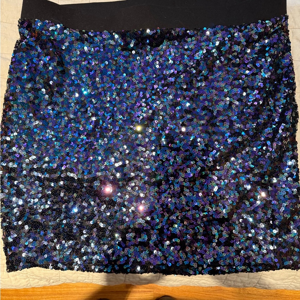 Y2K Sequin Mini Skirt - Black and Blue